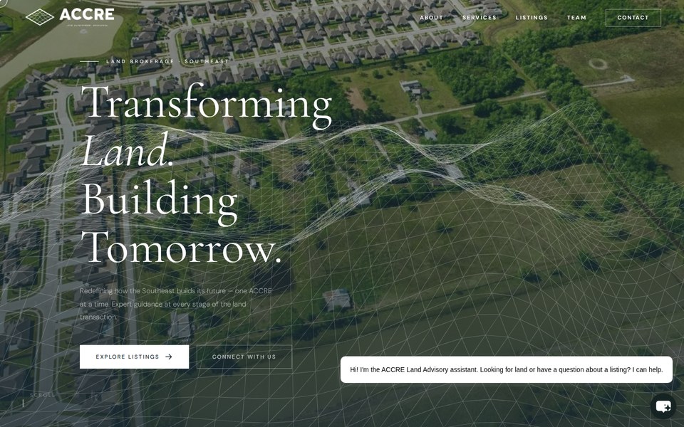 ACCRE Land Advisory website homepage